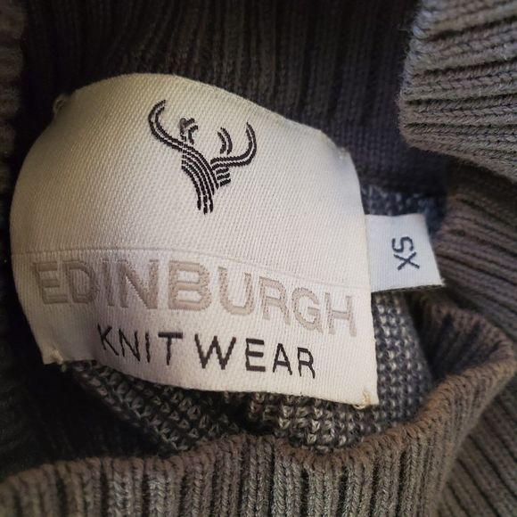 Edinburgh Black Silk Pima Cotton Sweater Mock Neck Colorblock sz XS $228 - Picture 5 of 7